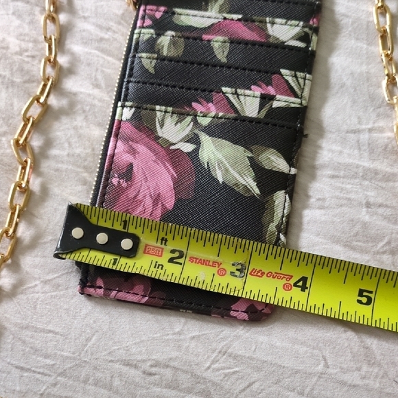 Anne Klein Black Crossbody Bag with Gold Chain and Floral Wallet Included. - Picture 10 of 12